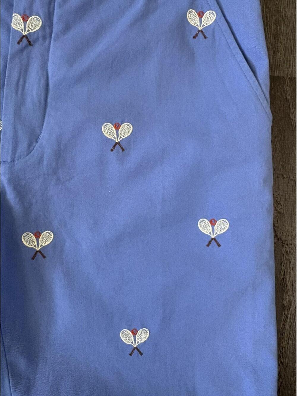 J. McLaughlin Men’s Cotton Blue Shorts Embroidered Tennis Rackets Size 32 - Picture 4 of 9